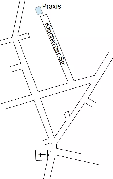 Anfahrtskarte zu meiner Praxis in der Kronberger Straße 15, 65842 Schwalbach am Taunus
